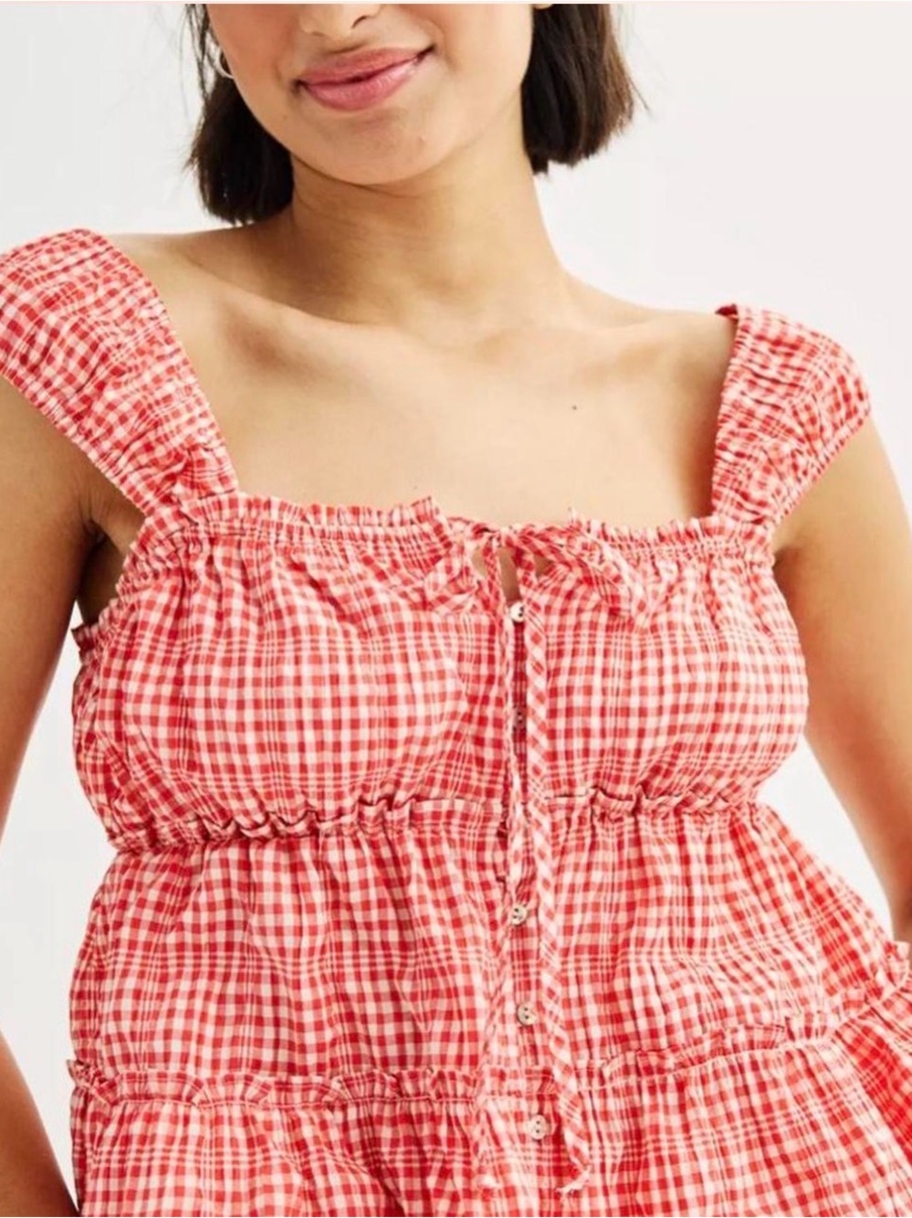 Rewind Red and White Gingham Tank Top